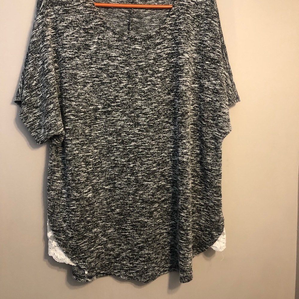 Soft Heather Black Top with Lace